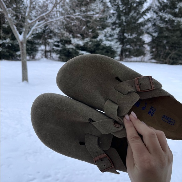 Birkenstock Boston suede mules clogs taupe NWT 38 soft footbed - Picture 4 of 10